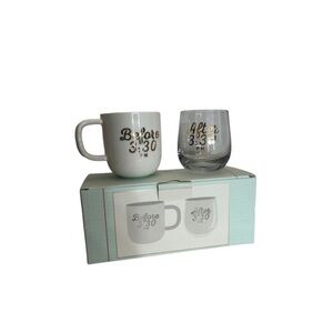 Indigo NWT mug & wine glass gift set in a box novelty gift idea glassware coffee